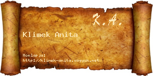 Klimek Anita névjegykártya